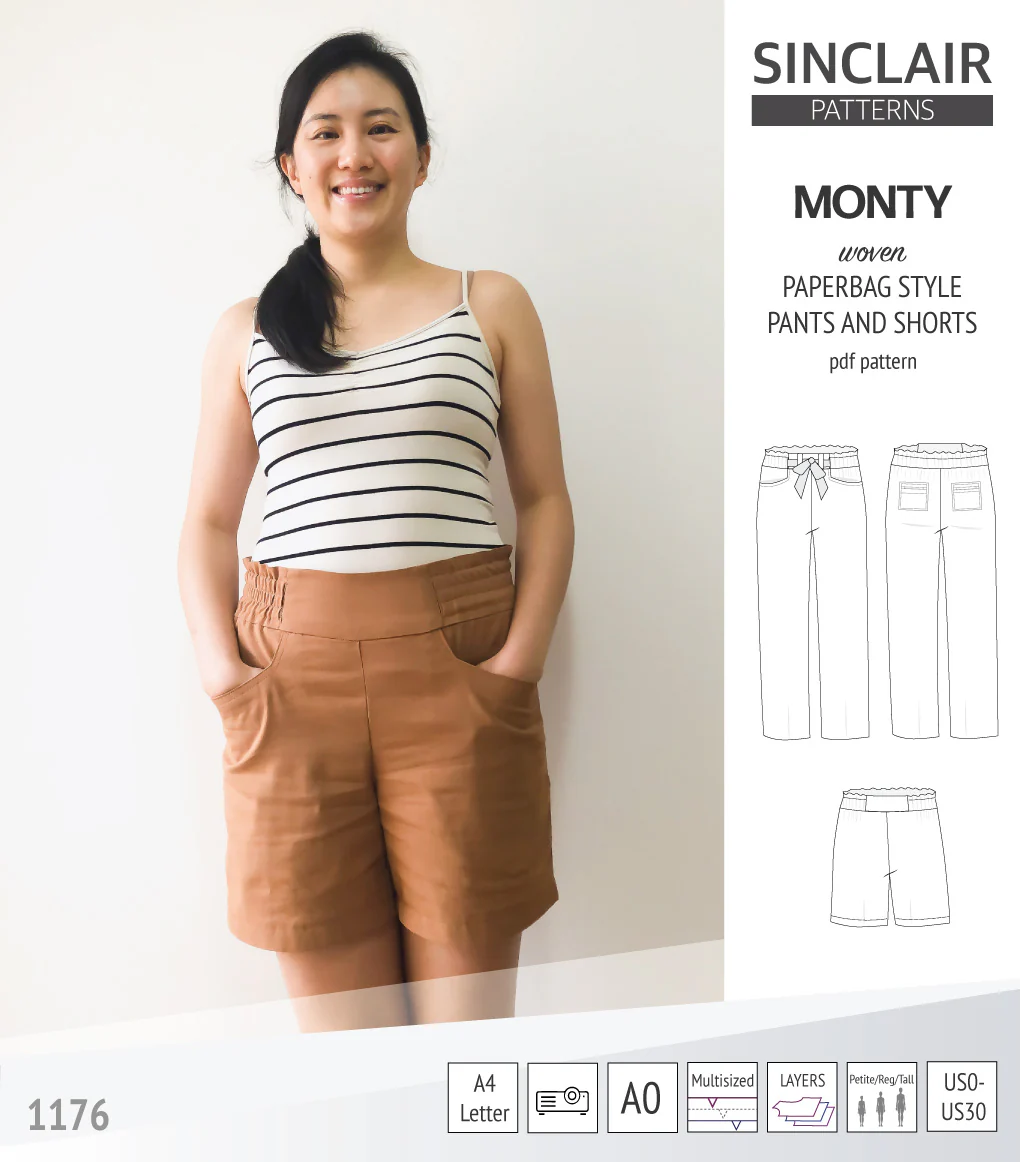 Monty paperbag style woven pants and shorts with ties (PDF) - Image 44