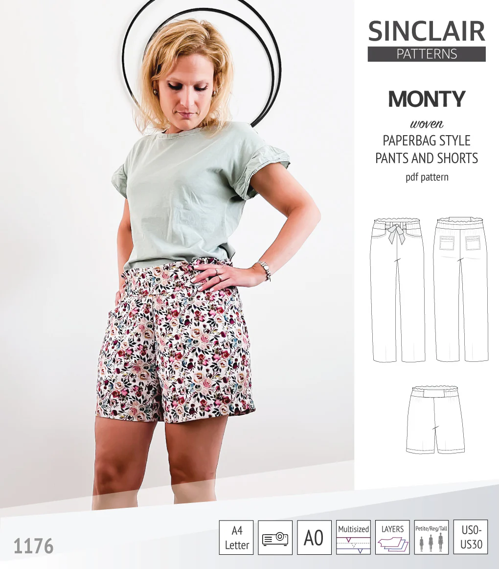 Monty paperbag style woven pants and shorts with ties (PDF) - Image 45