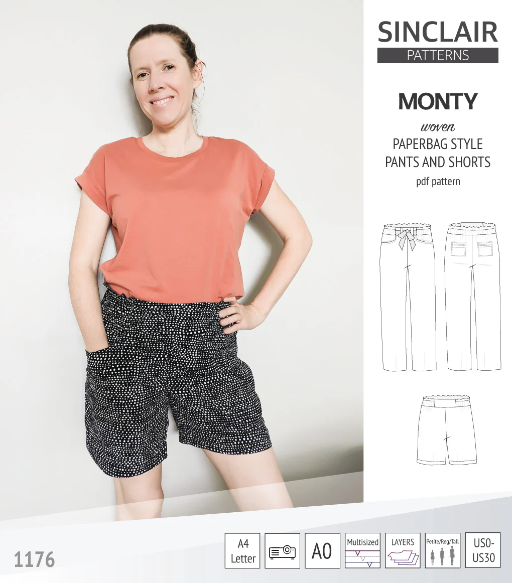 Monty paperbag style woven pants and shorts with ties (PDF) - Image 48