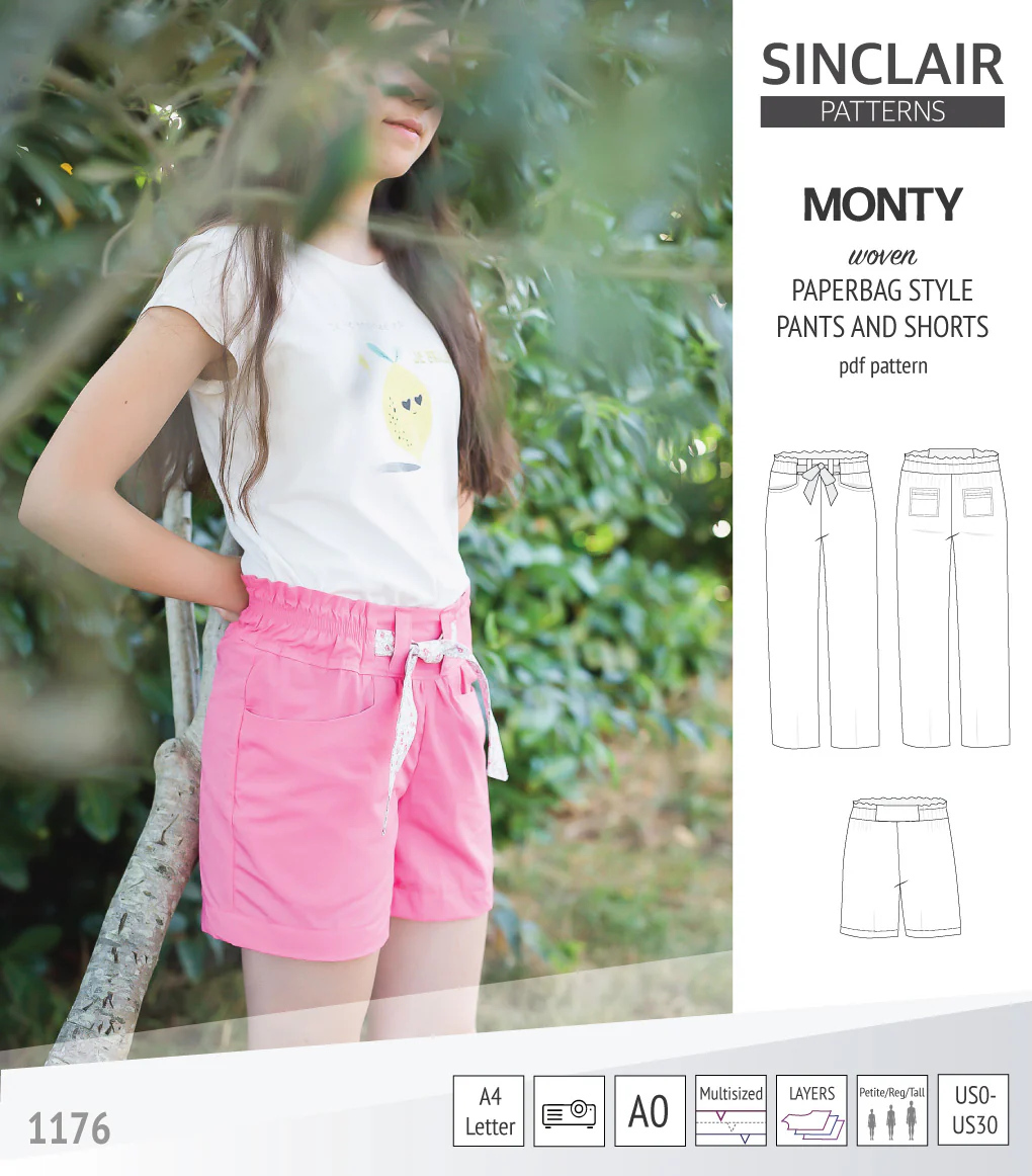 Monty paperbag style woven pants and shorts with ties (PDF) - Image 49