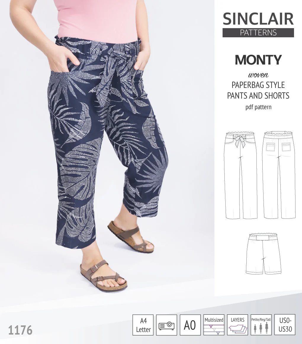 Monty paperbag style woven pants and shorts with ties (PDF) - Image 5