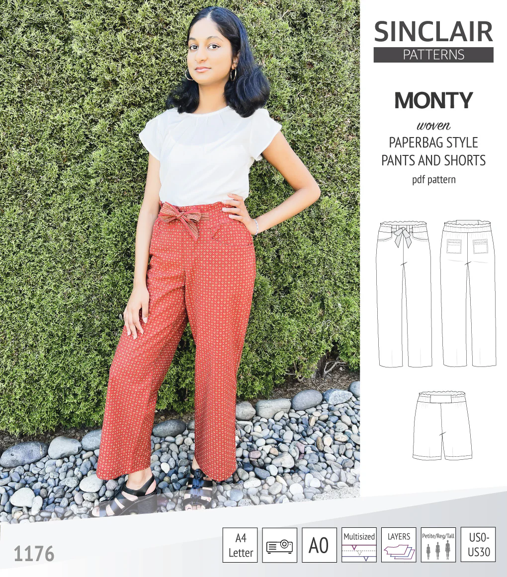 Monty paperbag style woven pants and shorts with ties (PDF) - Image 6