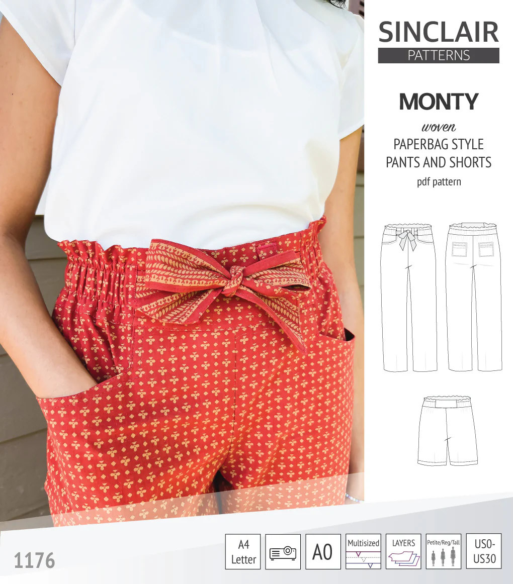 Monty paperbag style woven pants and shorts with ties (PDF) - Image 7
