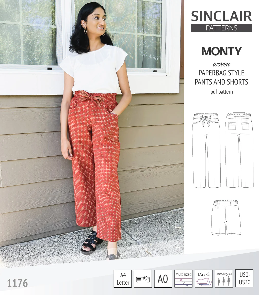 Monty paperbag style woven pants and shorts with ties (PDF) - Image 8