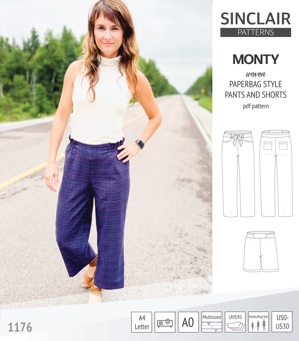 Monty paperbag style woven pants and shorts with ties (PDF) - Image 9