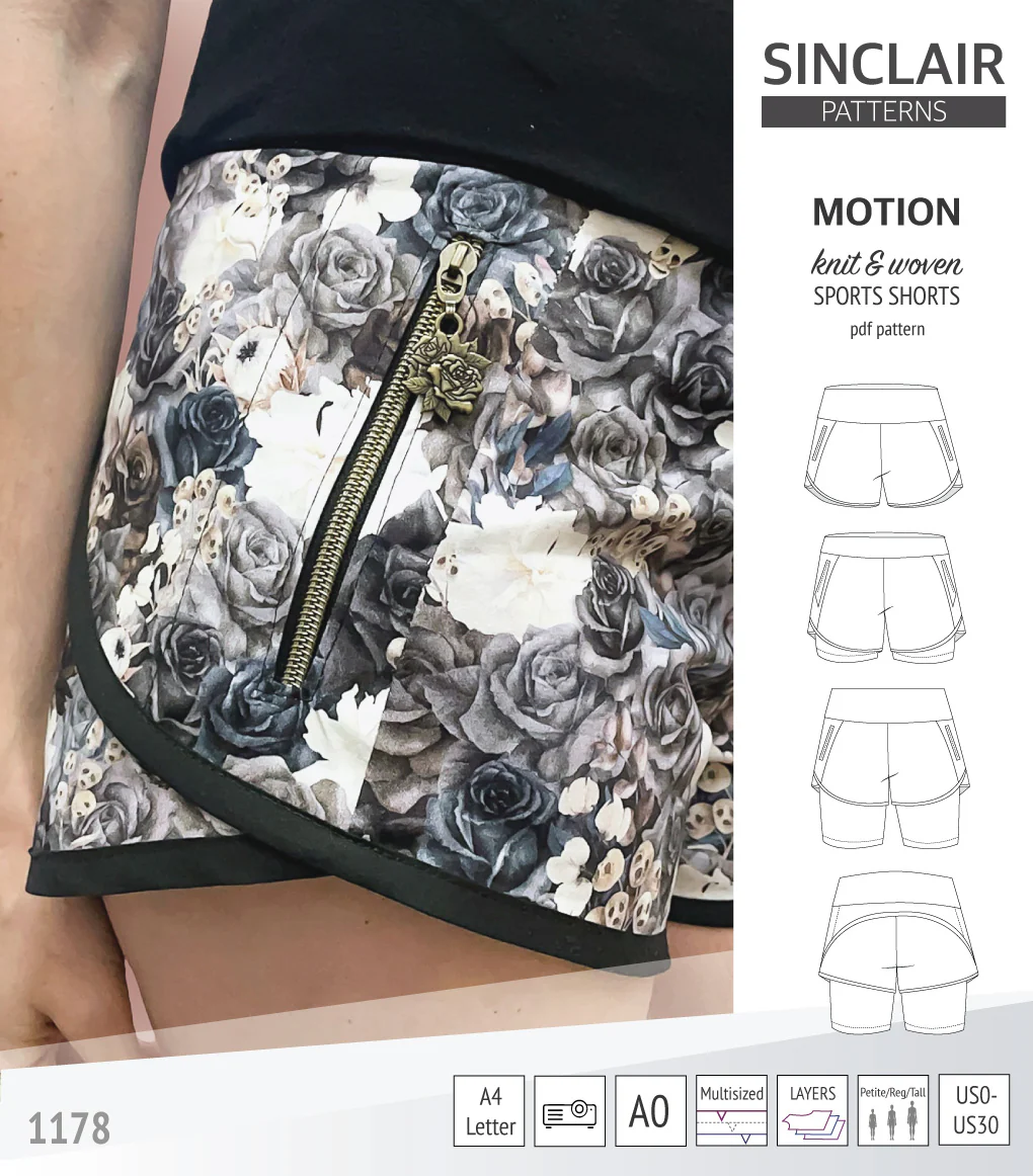 Motion woven sports shorts with contoured yoga waistband and underlay shorties (PDF) - Image 10