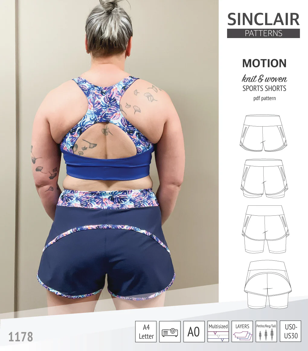 Motion woven sports shorts with contoured yoga waistband and underlay shorties (PDF) - Image 34