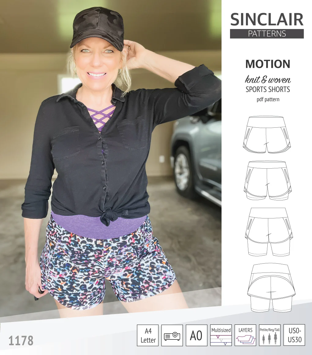 Motion woven sports shorts with contoured yoga waistband and underlay shorties (PDF) - Image 59