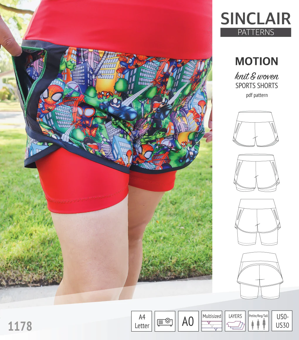 Motion woven sports shorts with contoured yoga waistband and underlay shorties (PDF) - Image 60