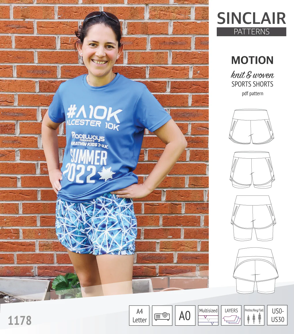 Motion woven sports shorts with contoured yoga waistband and underlay shorties (PDF) - Image 62
