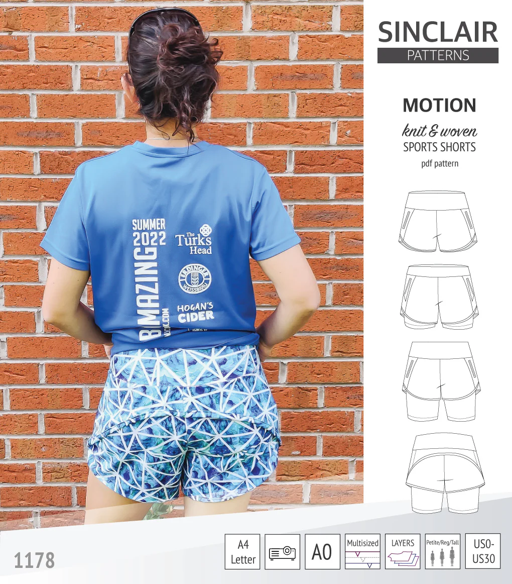 Motion woven sports shorts with contoured yoga waistband and underlay shorties (PDF) - Image 63