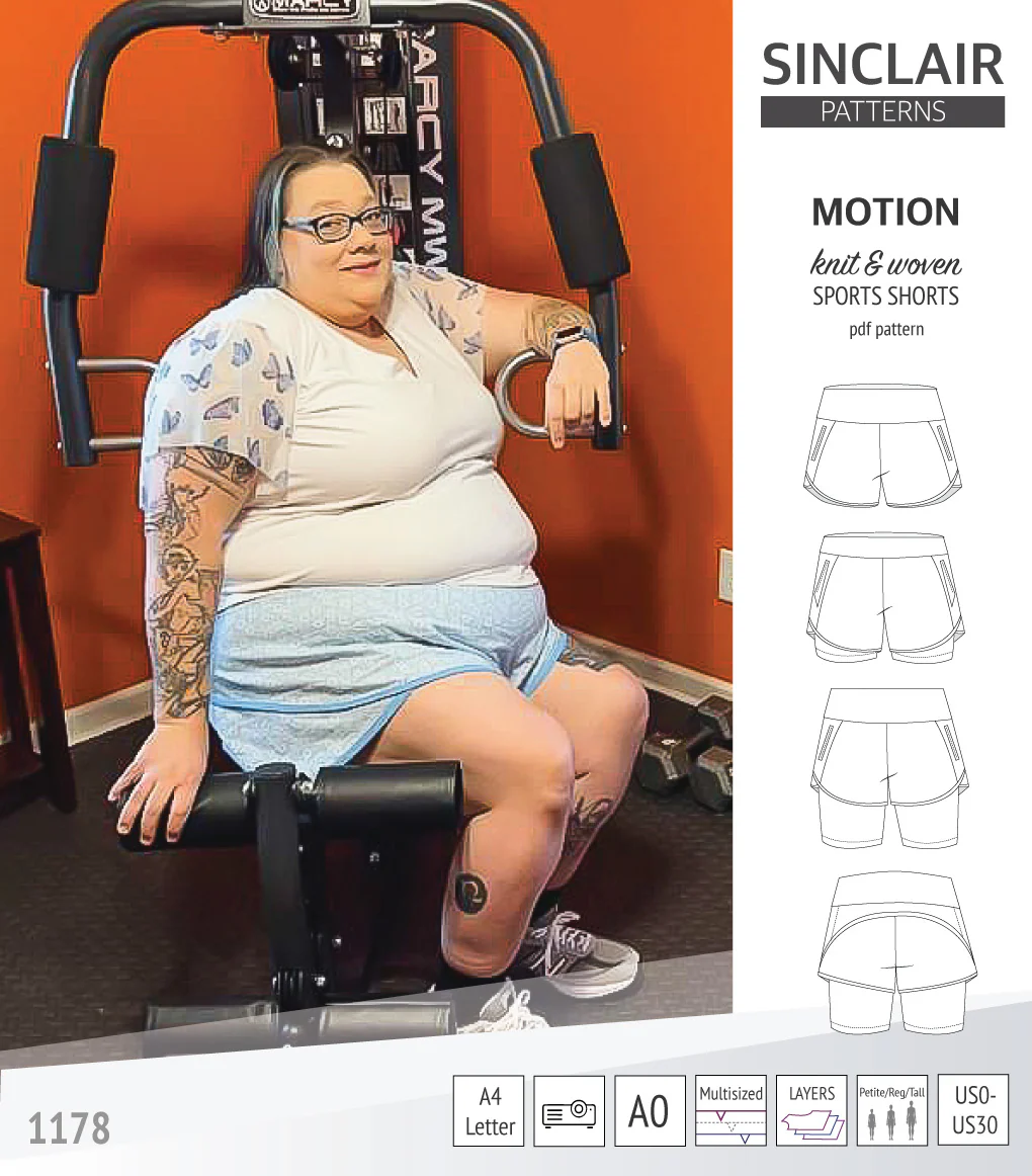 Motion woven sports shorts with contoured yoga waistband and underlay shorties (PDF) - Image 64