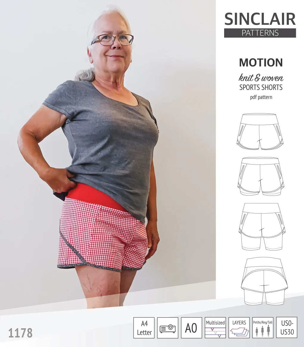 Motion woven sports shorts with contoured yoga waistband and underlay shorties (PDF) - Image 66