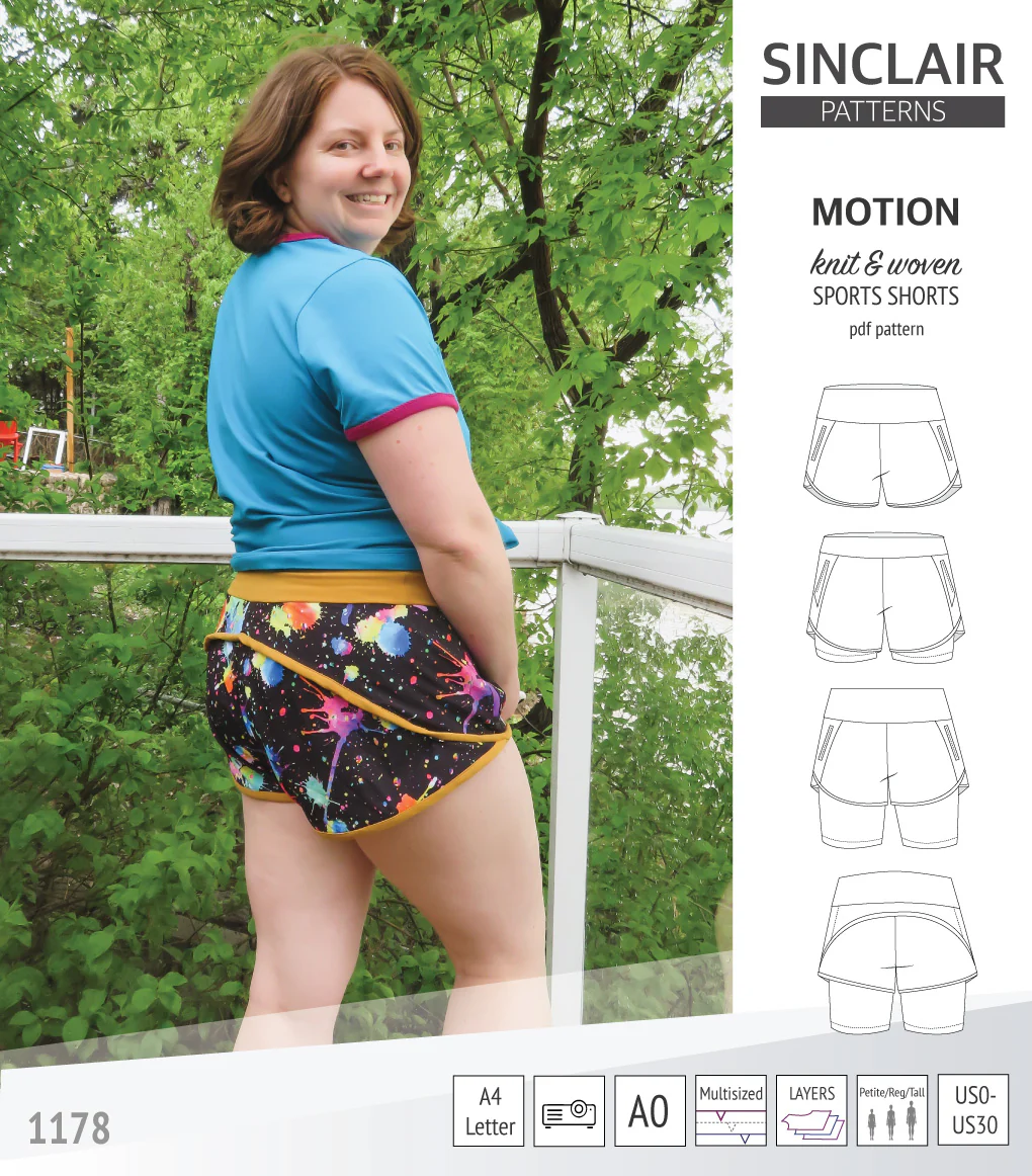 Motion woven sports shorts with contoured yoga waistband and underlay shorties (PDF) - Image 69