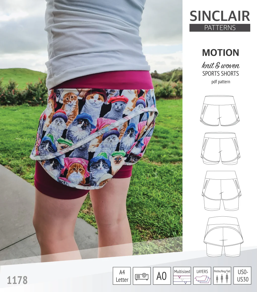 Motion woven sports shorts with contoured yoga waistband and underlay shorties (PDF) - Image 78