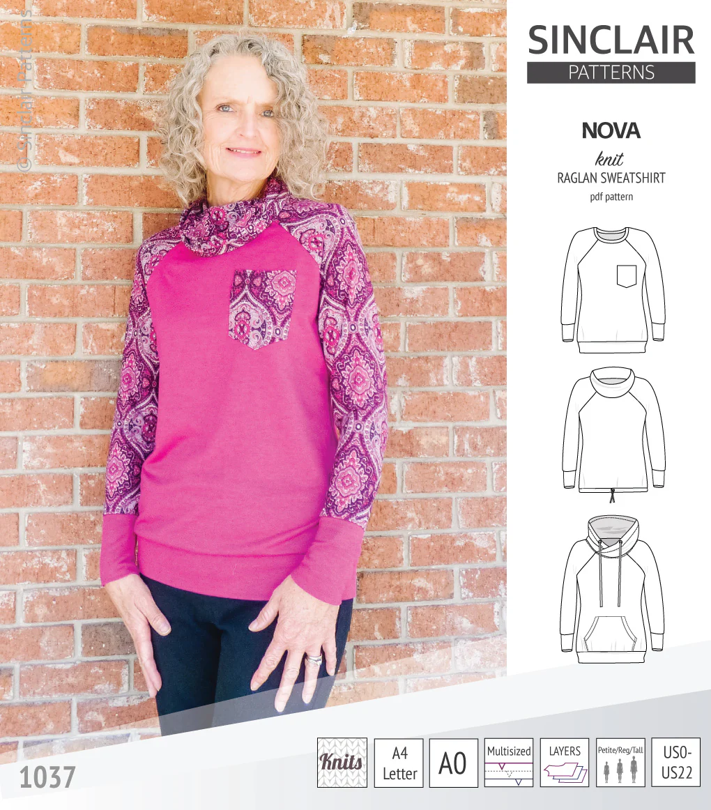 Nova knit raglan sweatshirt for women (PDF) - Image 18