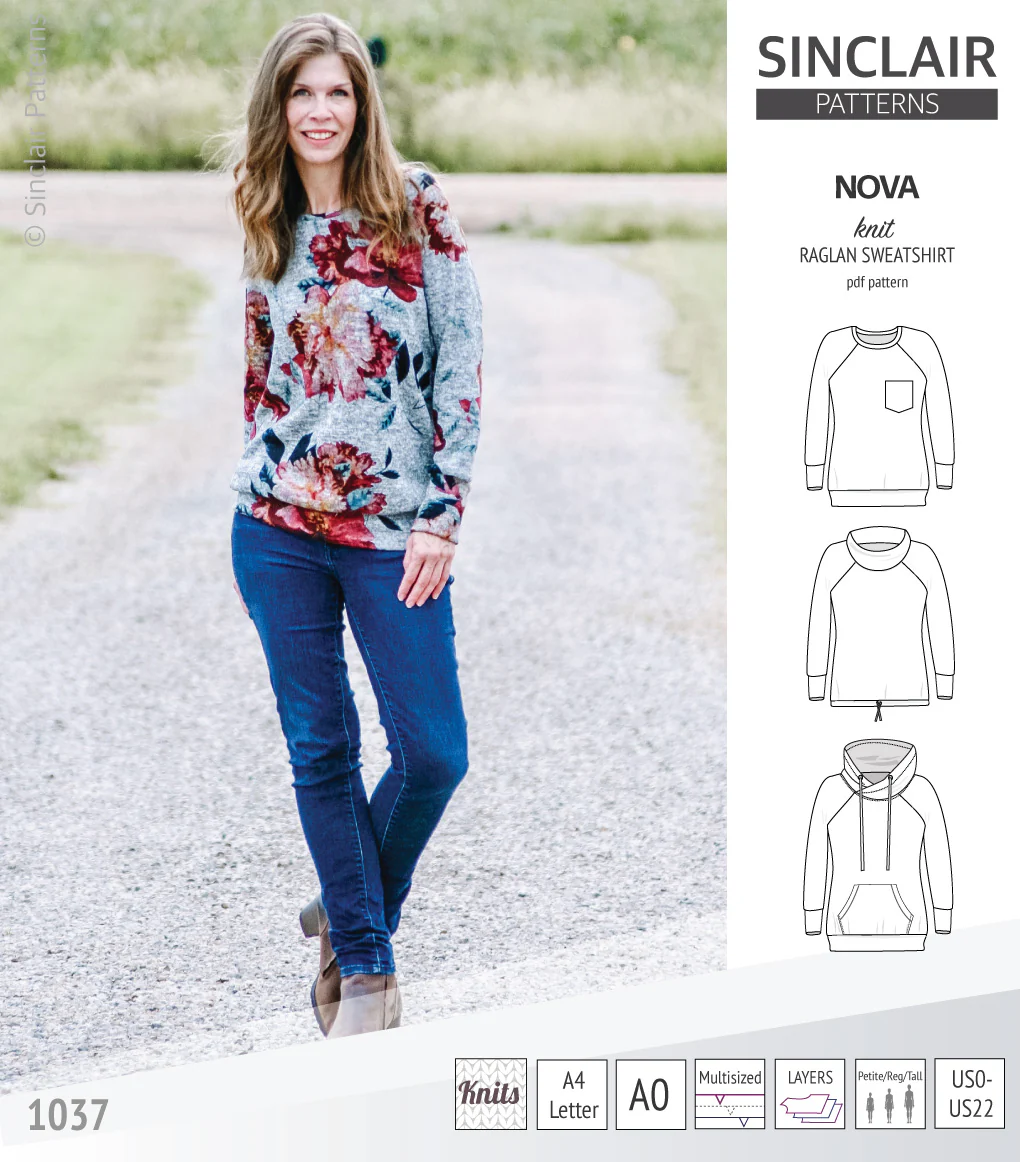 Nova knit raglan sweatshirt for women (PDF) - Image 23
