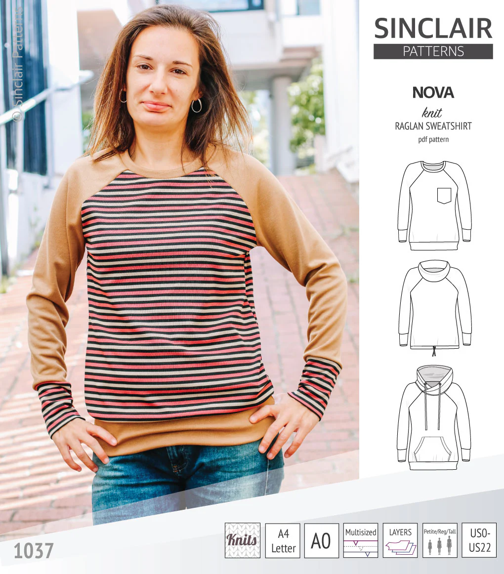 Nova knit raglan sweatshirt for women (PDF) - Image 24