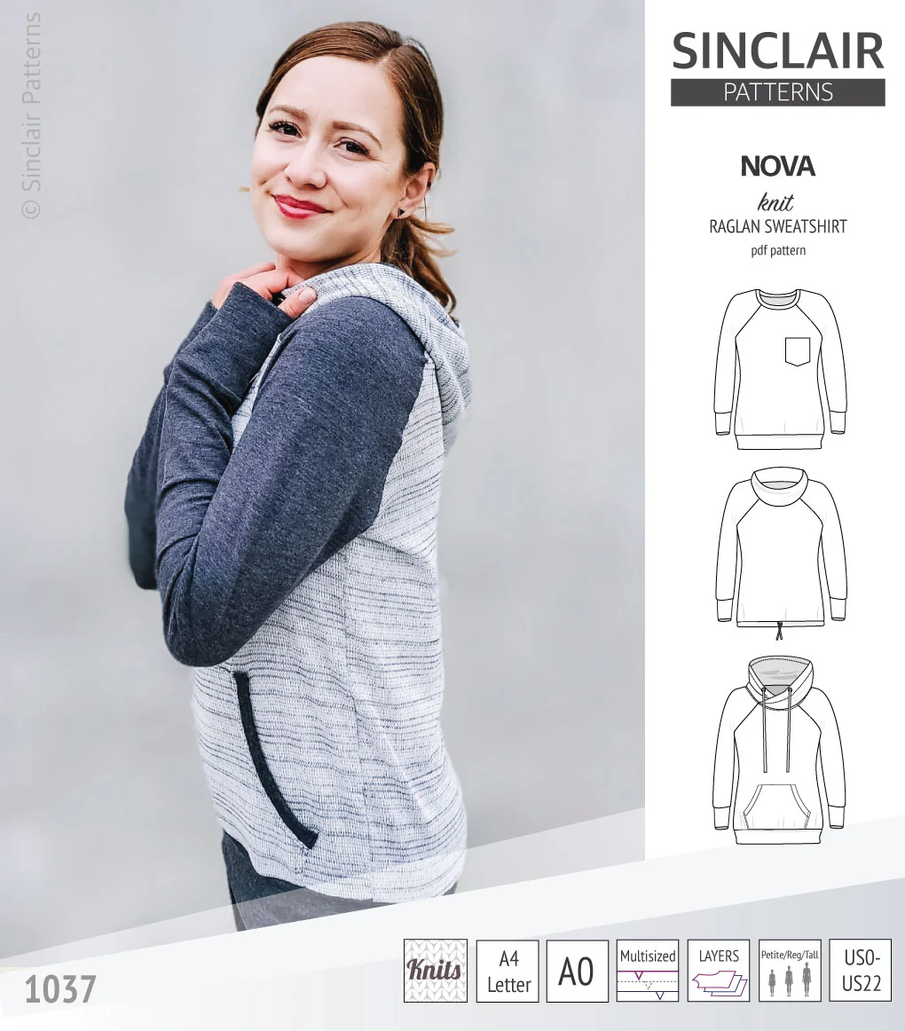 Nova knit raglan sweatshirt for women (PDF) - Image 3