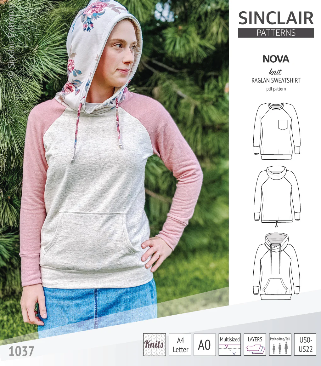 Nova knit raglan sweatshirt for women (PDF) - Image 33
