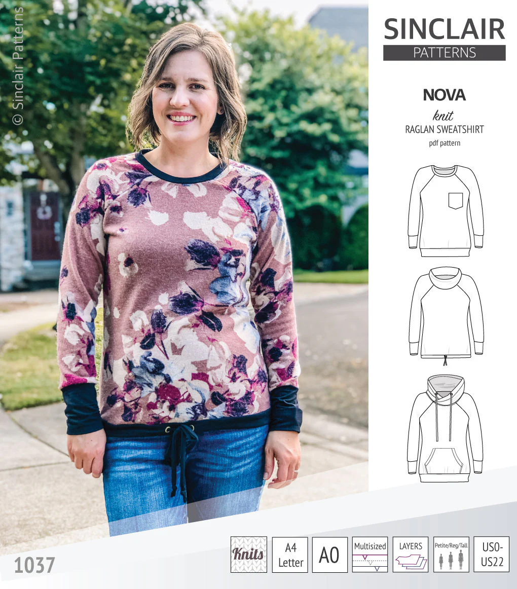 Nova knit raglan sweatshirt for women (PDF) - Image 34