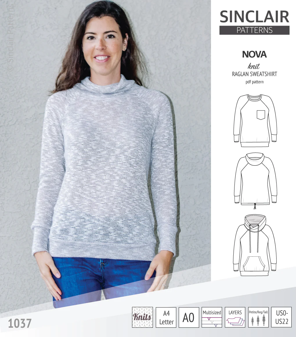 Nova knit raglan sweatshirt for women (PDF) - Image 38