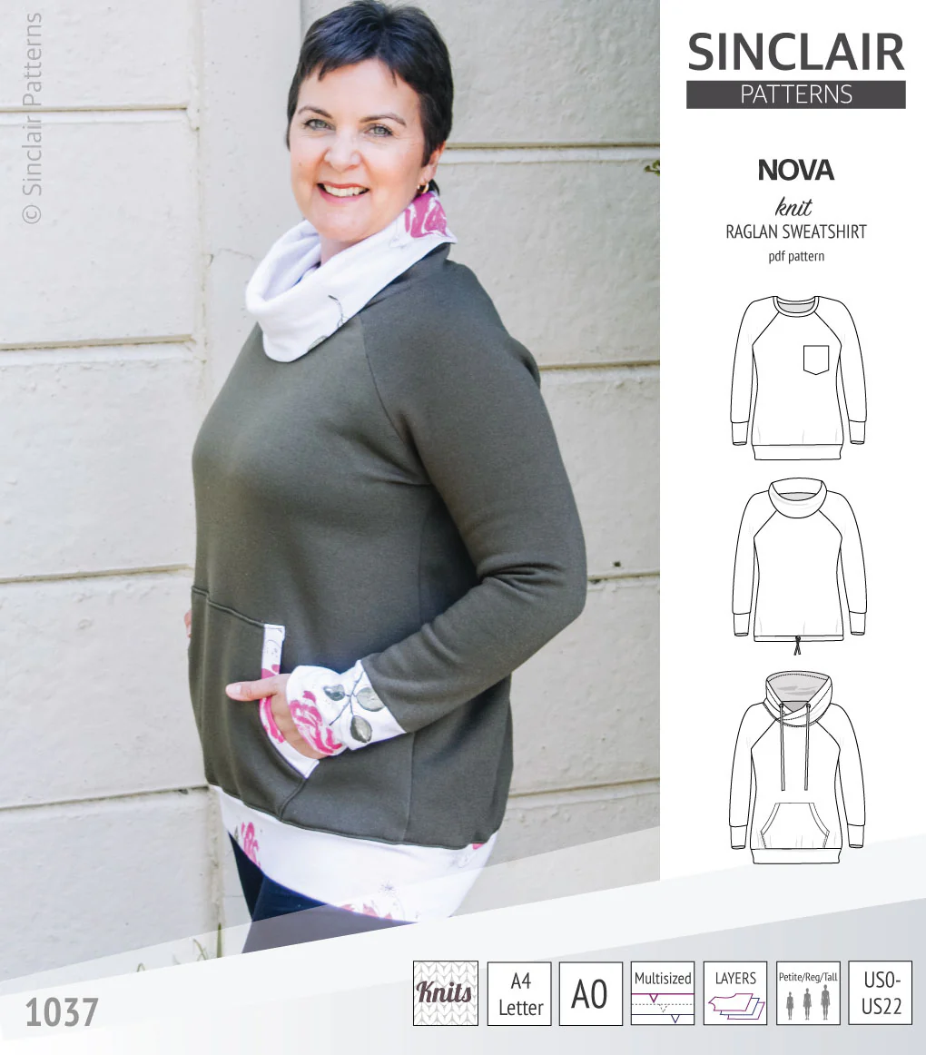 Nova knit raglan sweatshirt for women (PDF) - Image 39