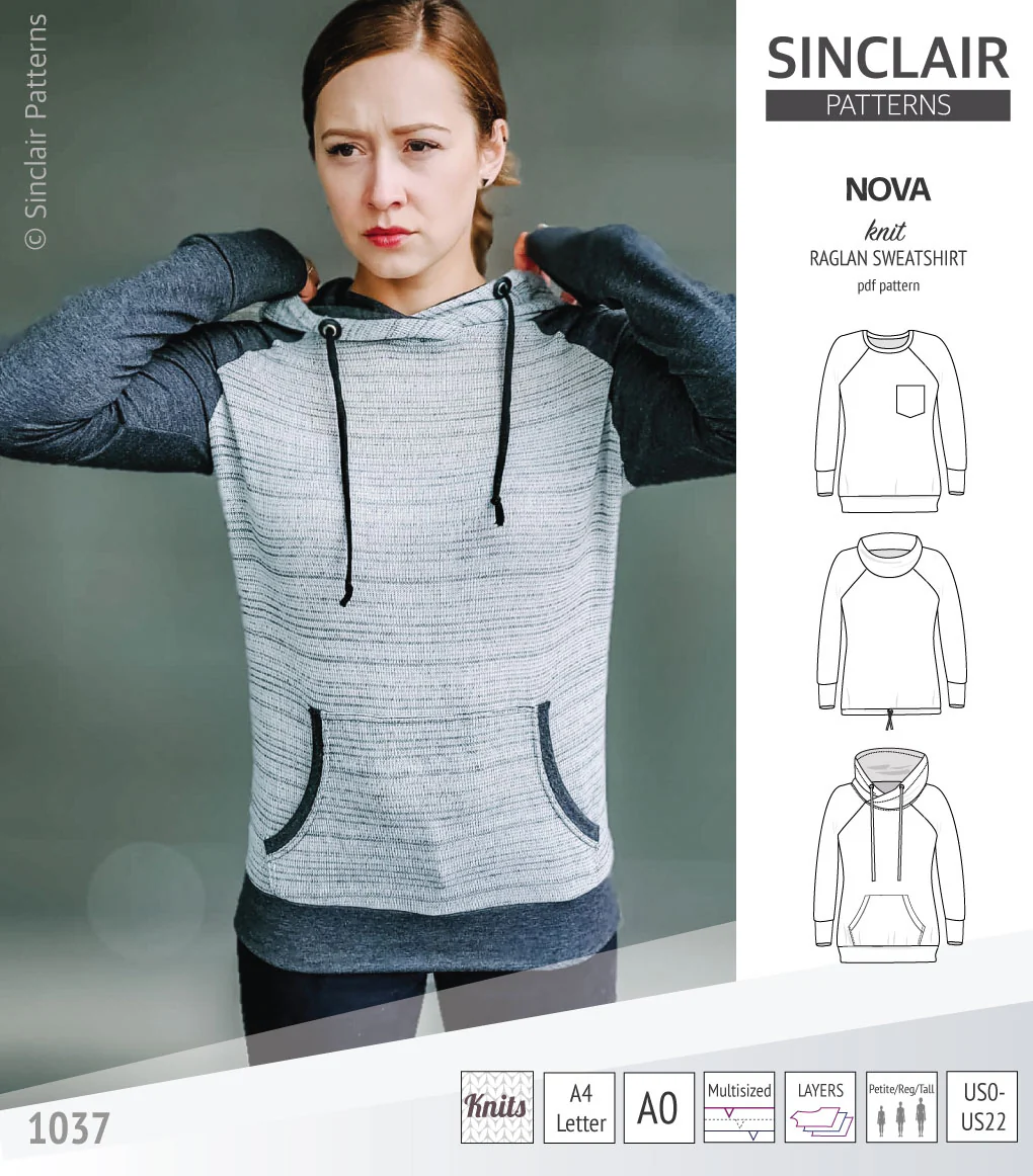 Nova knit raglan sweatshirt for women (PDF) - Image 4