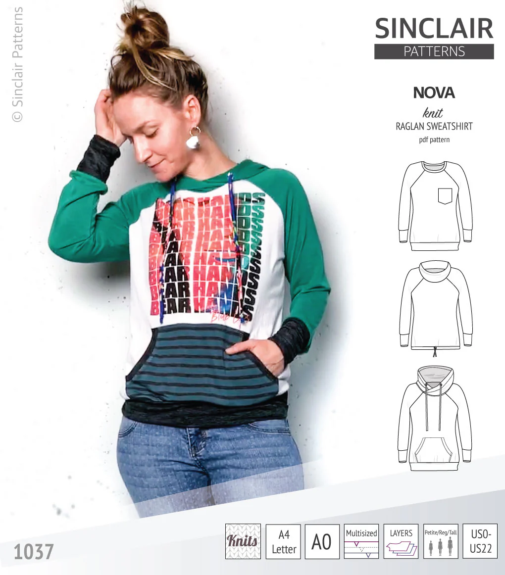 Nova knit raglan sweatshirt for women (PDF) - Image 9