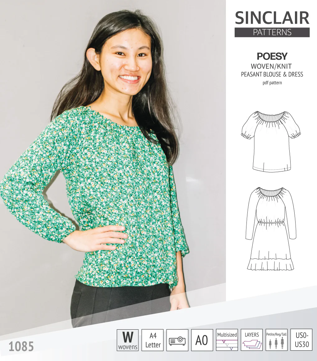 Poesy woven / knit peasant style blouse, tunic and dress (PDF) - Image 13