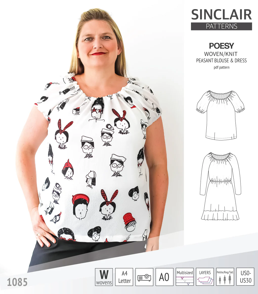 Poesy woven / knit peasant style blouse, tunic and dress (PDF) - Image 15