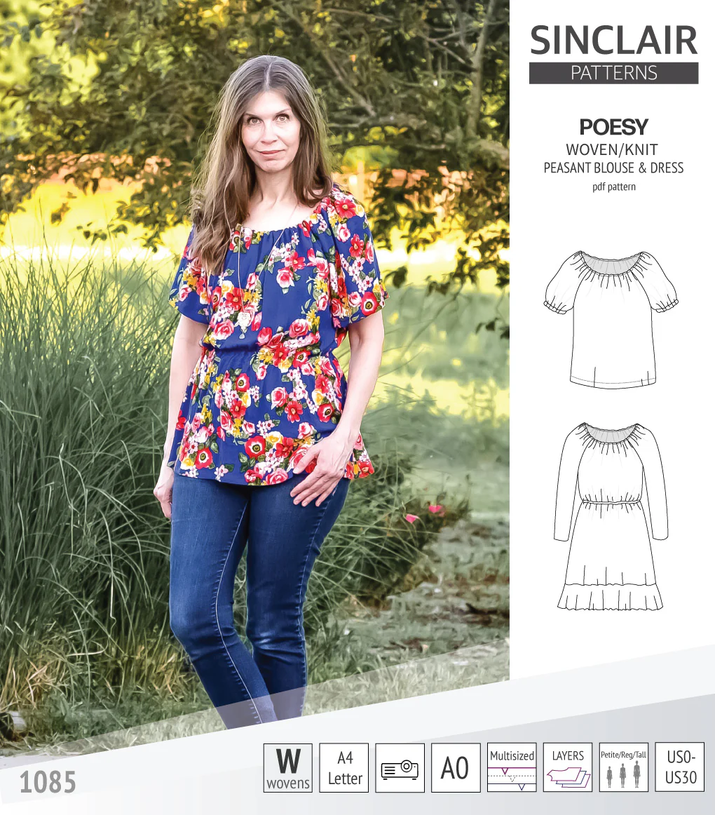 Poesy woven / knit peasant style blouse, tunic and dress (PDF) - Image 19