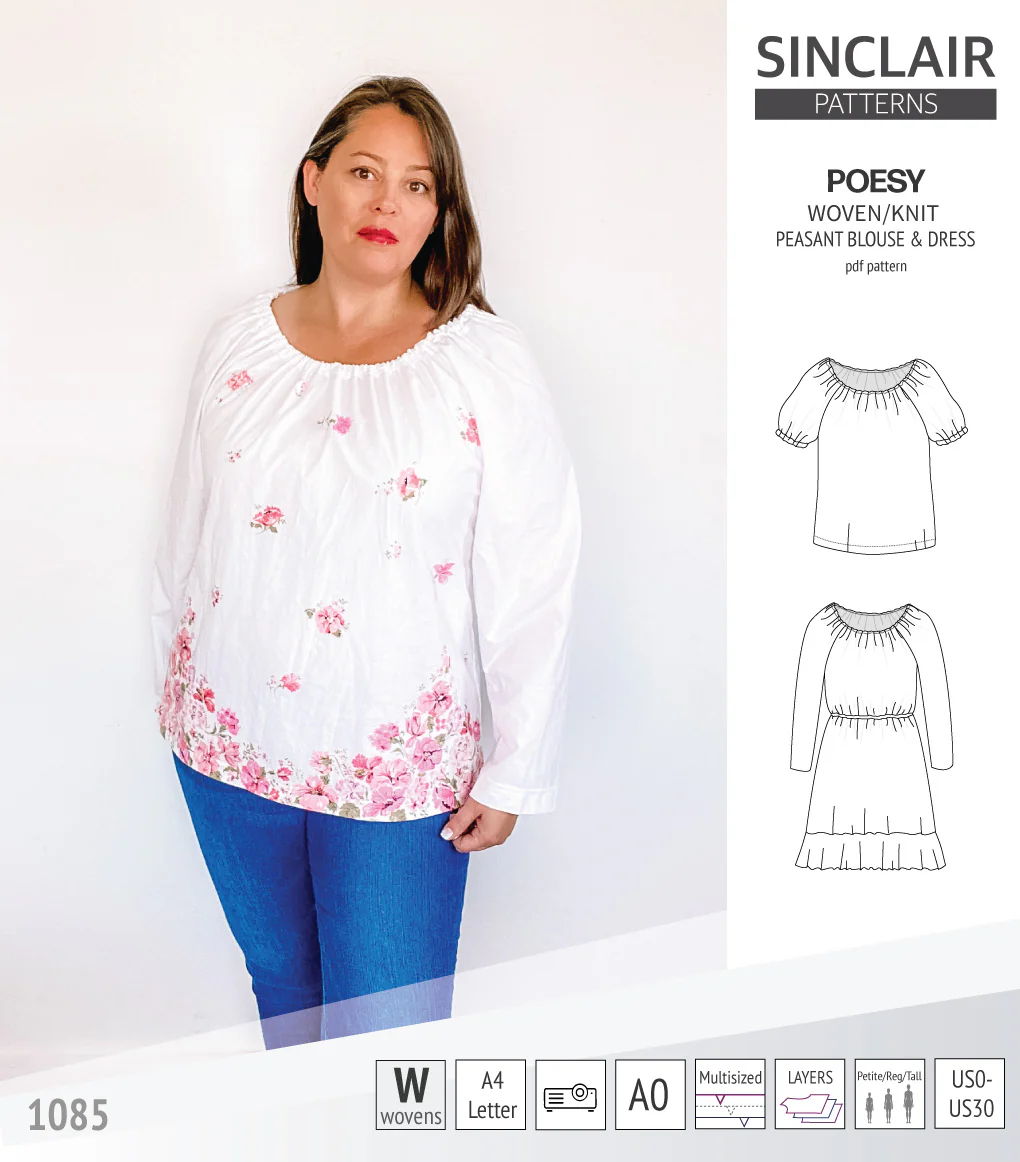 Poesy woven / knit peasant style blouse, tunic and dress (PDF) - Image 38