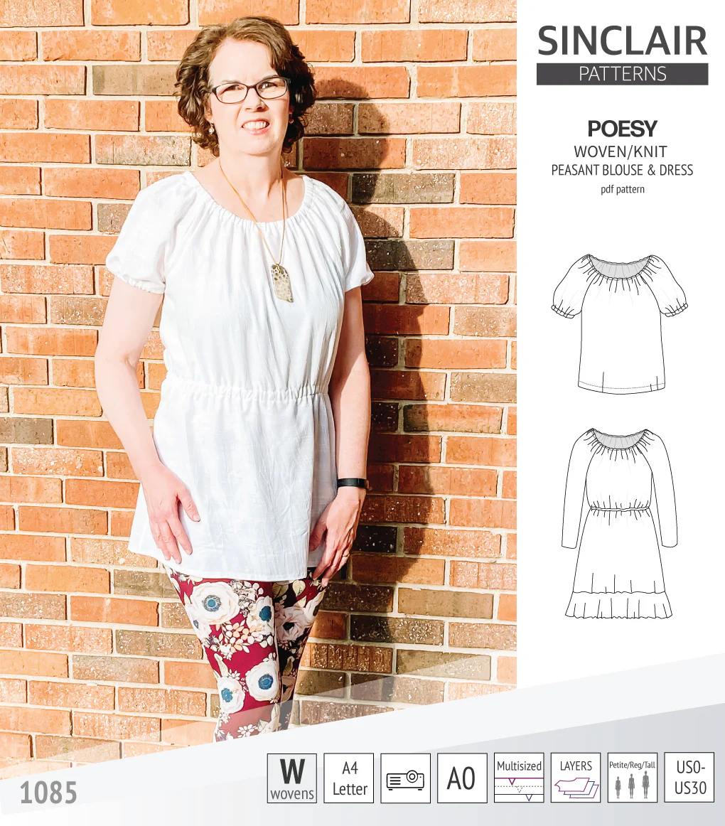 Poesy woven / knit peasant style blouse, tunic and dress (PDF) - Image 45