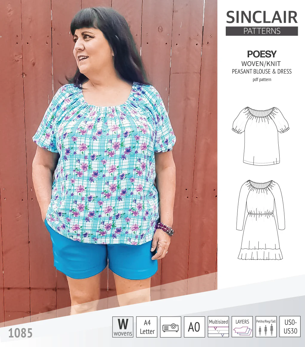 Poesy woven / knit peasant style blouse, tunic and dress (PDF) - Image 48