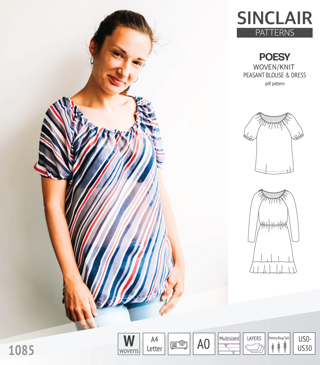 Poesy woven / knit peasant style blouse, tunic and dress (PDF) - Image 54