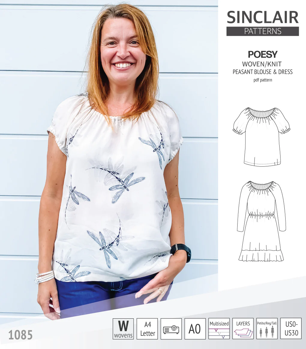 Poesy woven / knit peasant style blouse, tunic and dress (PDF) - Image 58