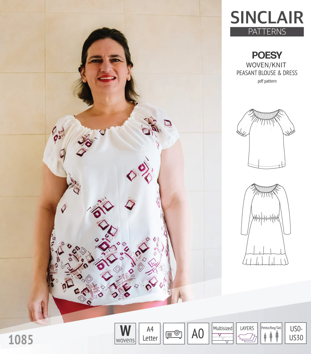 Poesy woven / knit peasant style blouse, tunic and dress (PDF) - Image 59
