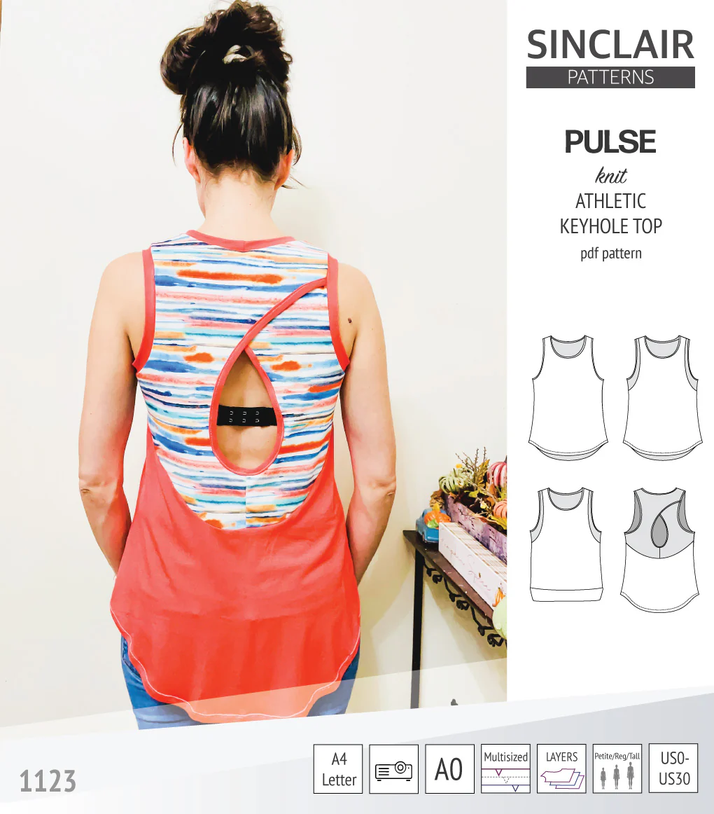 Pulse athletic knit tank top with a keyhole accent (PDF) - Image 10