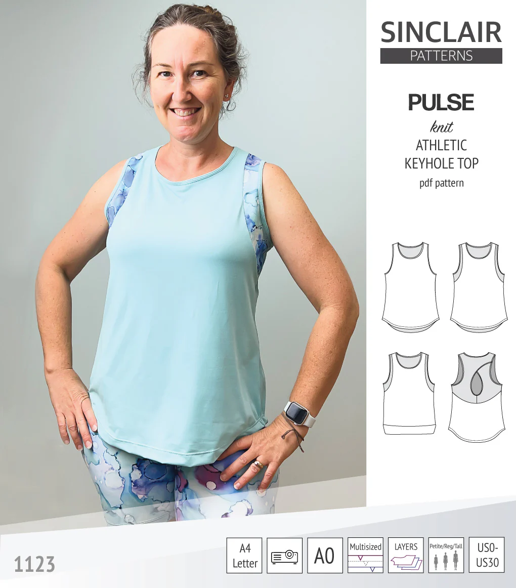 Pulse athletic knit tank top with a keyhole accent (PDF) - Image 11