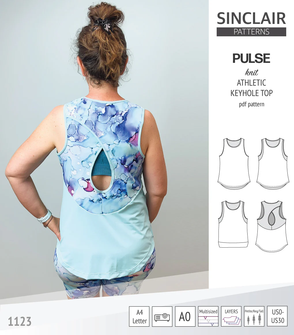 Pulse athletic knit tank top with a keyhole accent (PDF) - Image 12