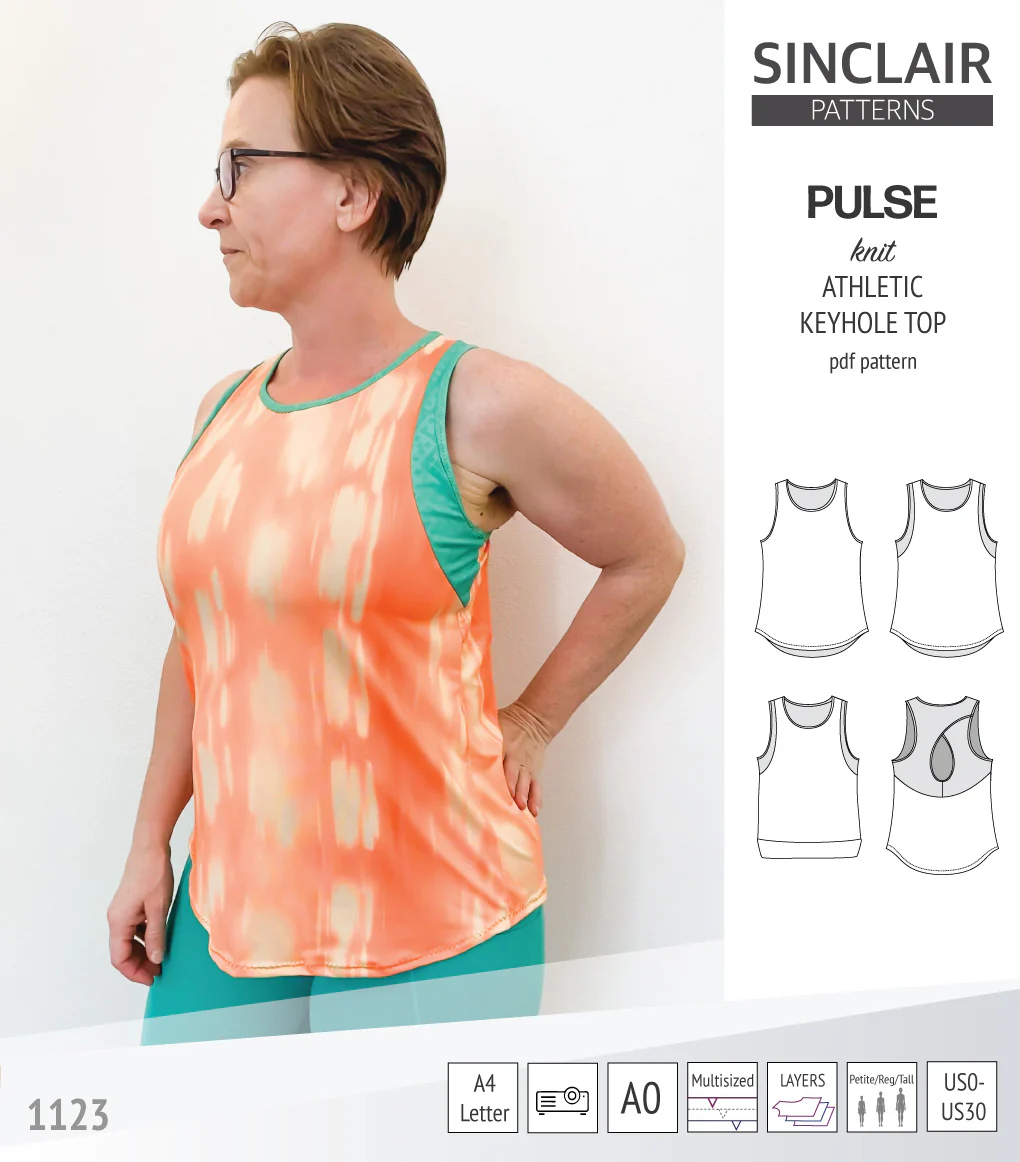 Pulse athletic knit tank top with a keyhole accent (PDF) - Image 13