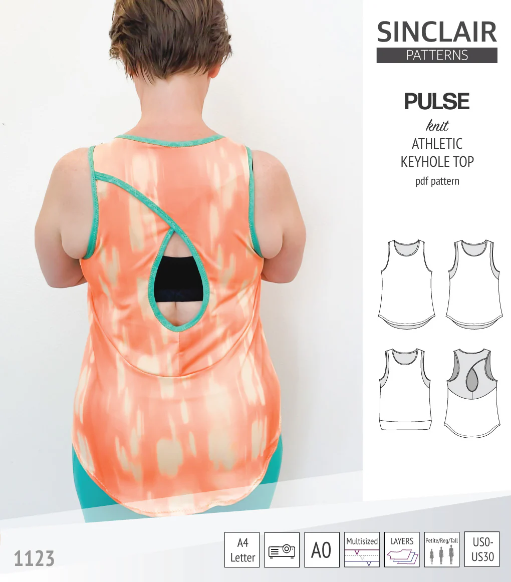 Pulse athletic knit tank top with a keyhole accent (PDF) - Image 14