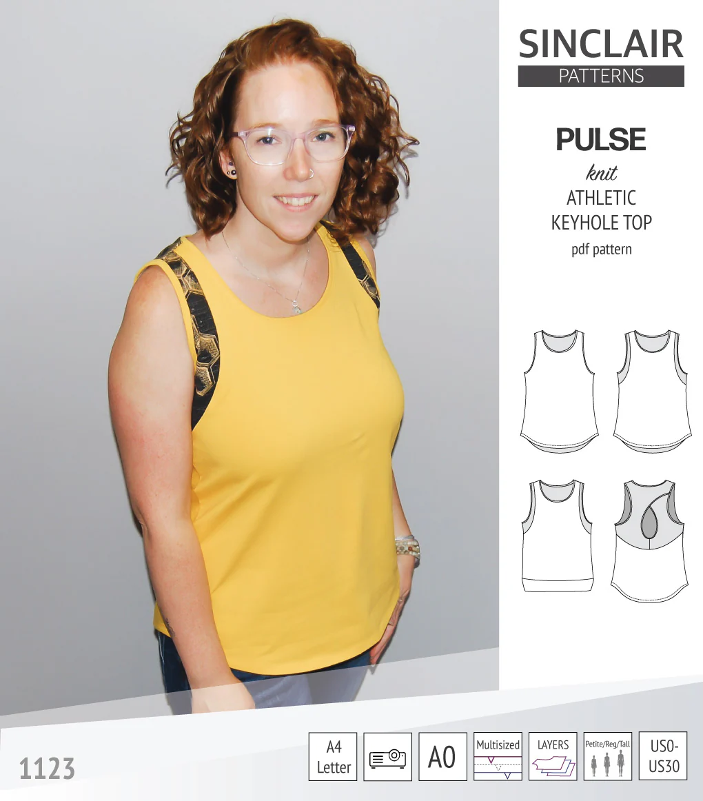 Pulse athletic knit tank top with a keyhole accent (PDF) - Image 15