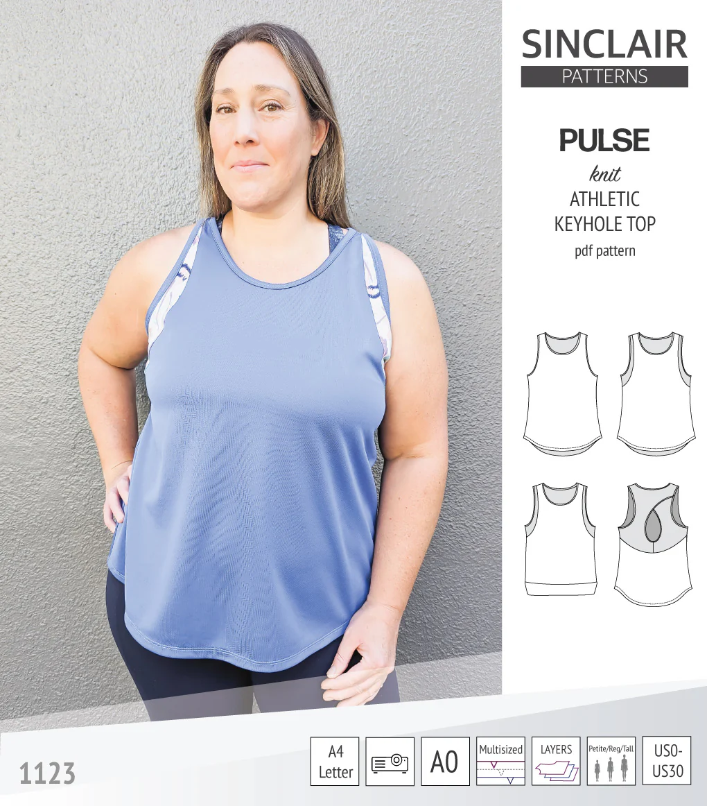 Pulse athletic knit tank top with a keyhole accent (PDF) - Image 17