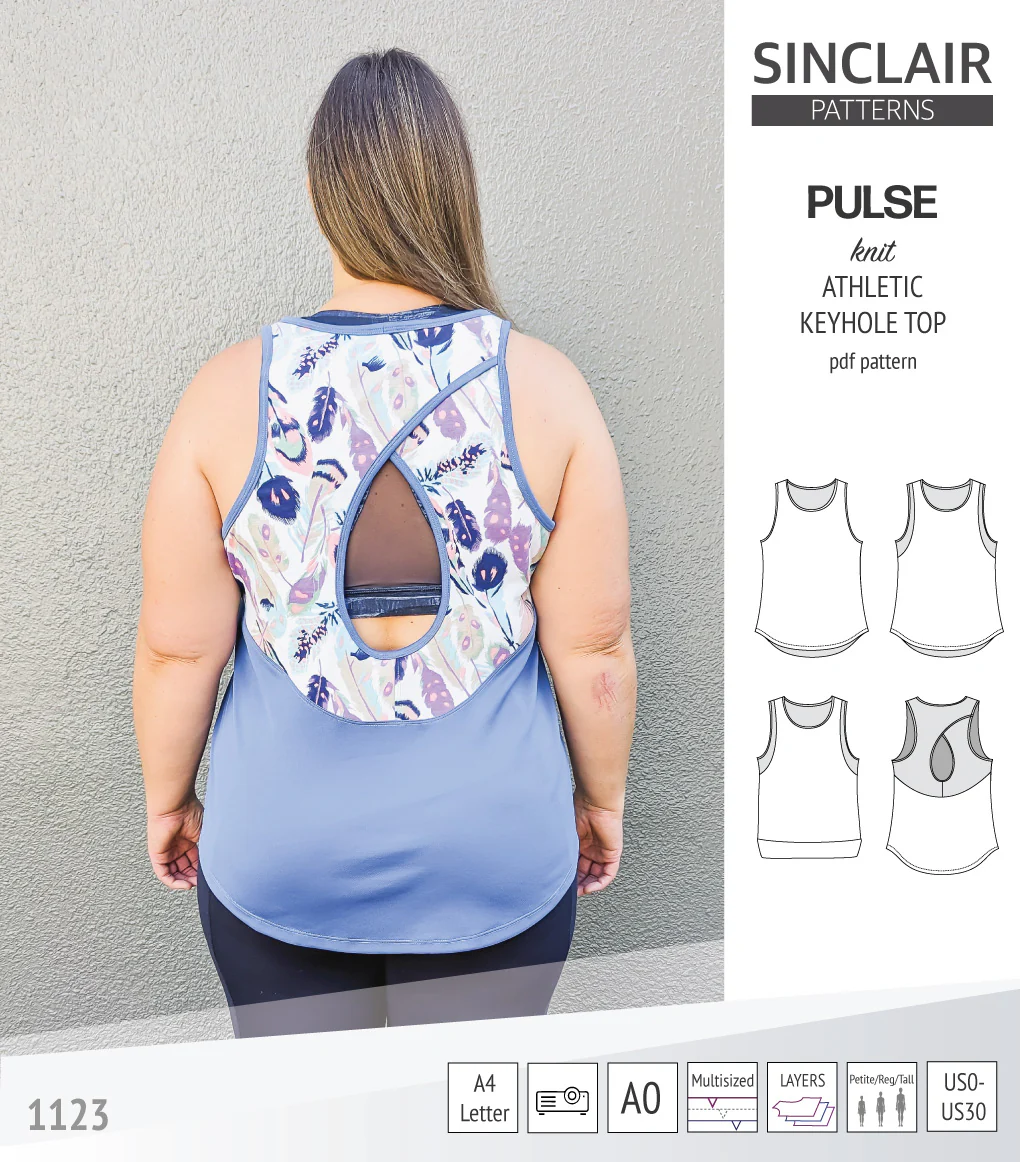 Pulse athletic knit tank top with a keyhole accent (PDF) - Image 18