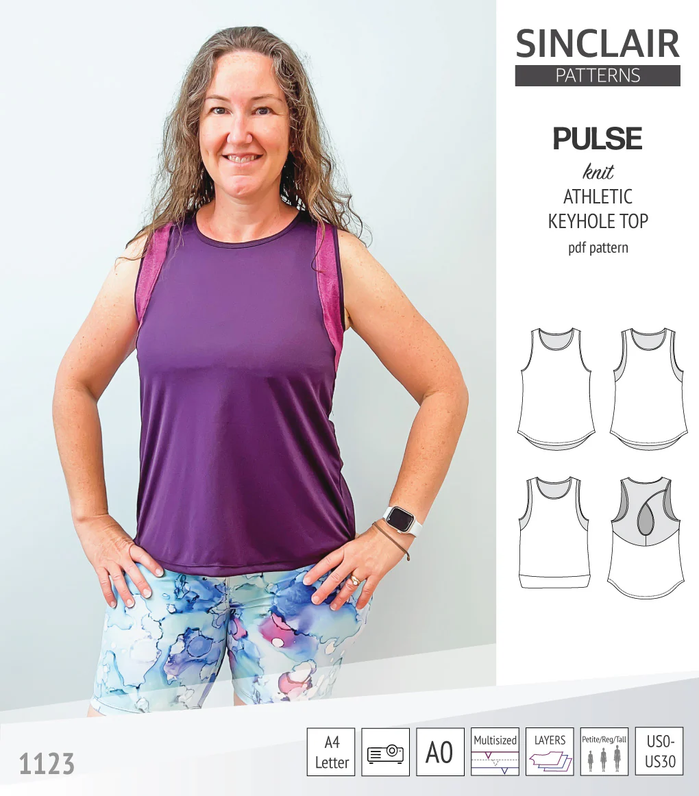 Pulse athletic knit tank top with a keyhole accent (PDF) - Image 19