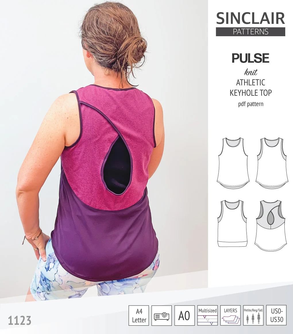 Pulse athletic knit tank top with a keyhole accent (PDF) - Image 20