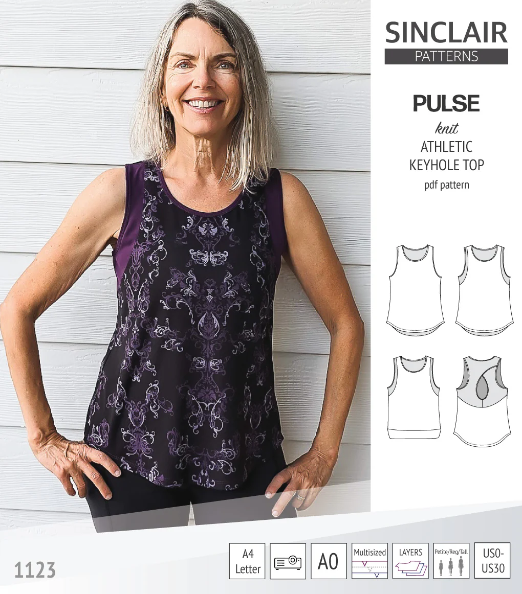 Pulse athletic knit tank top with a keyhole accent (PDF) - Image 21