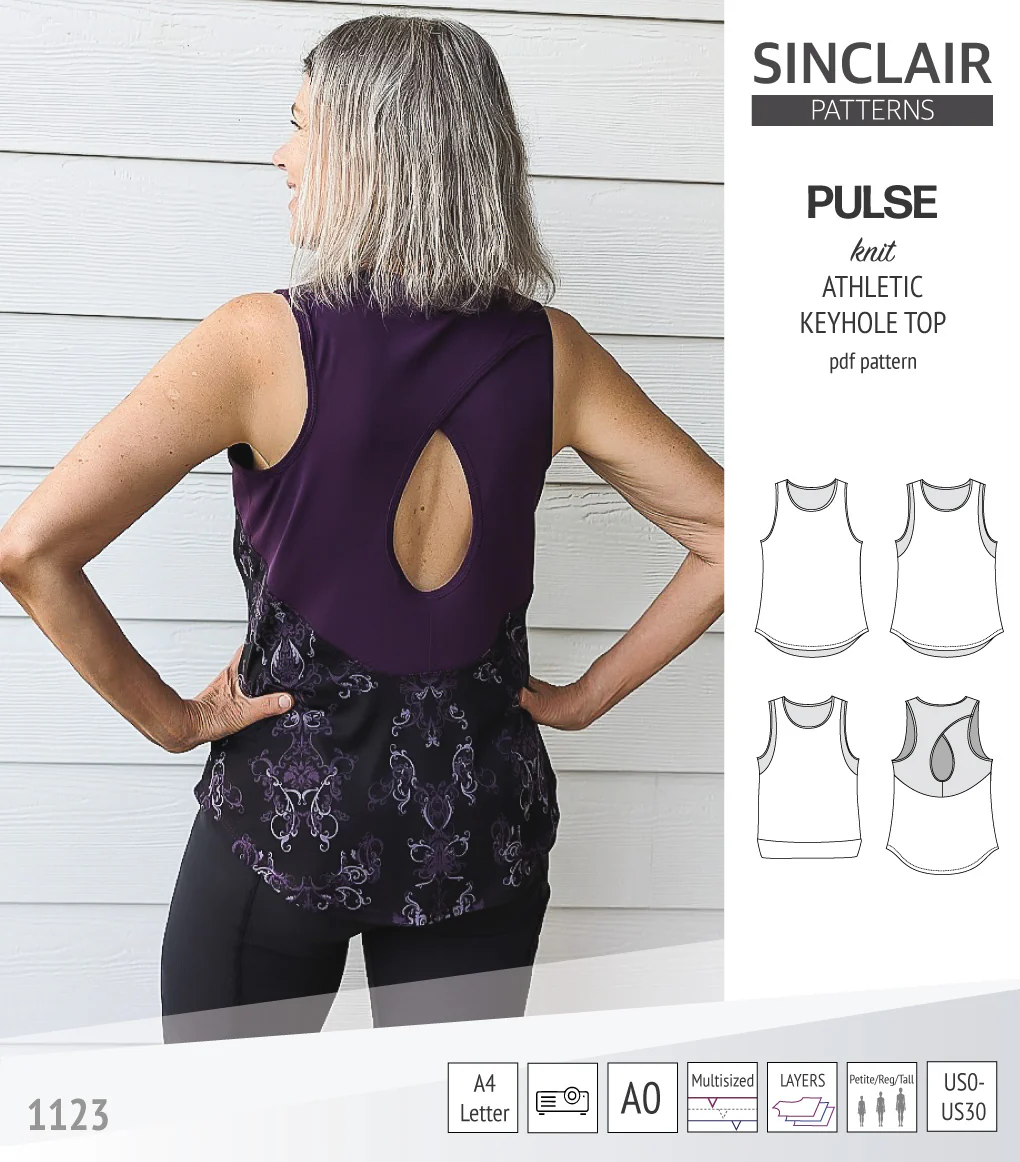 Pulse athletic knit tank top with a keyhole accent (PDF) - Image 22